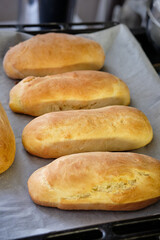 homemade sourdough long loafs. side view