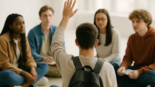 Engaging youth discussion in a classroom setting with diverse participants and active participation during a learning session