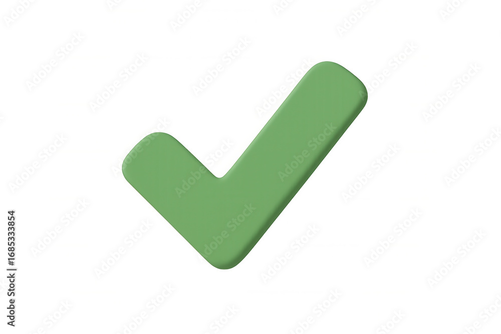 Poster 3d rendering of a green check mark symbol on a transparent background, perfect for indicating approv