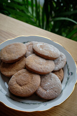 Ginger cookies on a wooden background, side view	