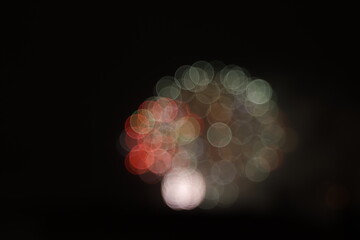 Fireworks in a night sky wth bokeh effect