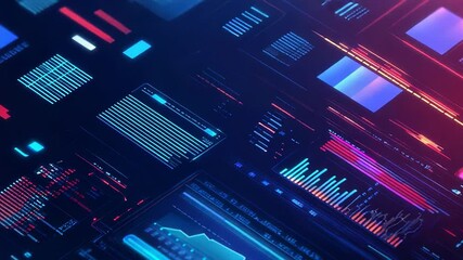 Futuristic interface displaying complex data analysis and information processing - Powered by Adobe