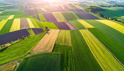 Aerial view of colorful agricultural fields
