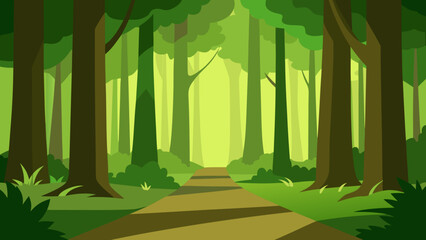 Enchanting Old Growth Forest with Dappled Light Nature Vector Illustration Art