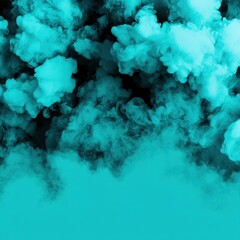 Vibrant Turquoise Smoke Background with Ethereal Cloud Patterns