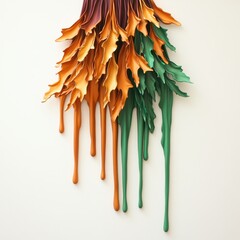 Colorful Abstract Melting Leaves in Yellow and Green Tones