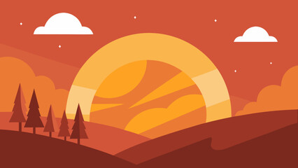 Obraz premium Peaceful autumnal equinox sunset a serene natural spectacle of seasonal light