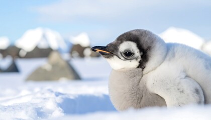 Close-up of a fluffy penguin chick