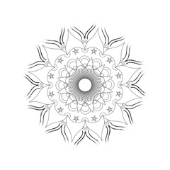 Mandala Floral Star Pattern – Intricate Black and White Circular Decorative Design Vector