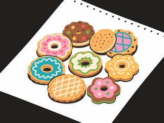 simple Retro and pop, cookies illustration set. Cute. Simple. Event. snacks. sweets.
