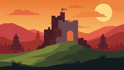 Obraz premium Mysterious castle ruins standing tall a historic relic in a natural landscape