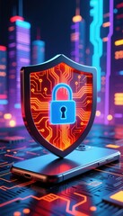 Cybersecurity Shield on Smartphone Data Protection and Digital Safety