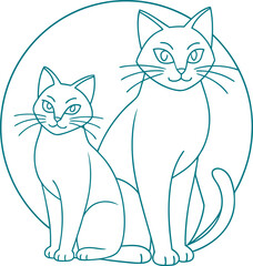 Obraz premium Two cats seated within a circle feline animals
