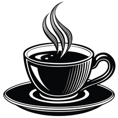 Aromatic brown hot coffee in a mug with steam