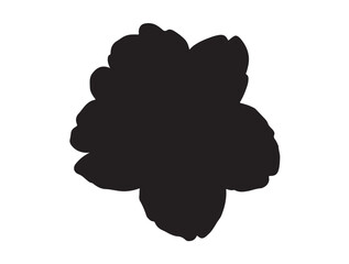 Jasmine flower Icon in silhouette top view white background.