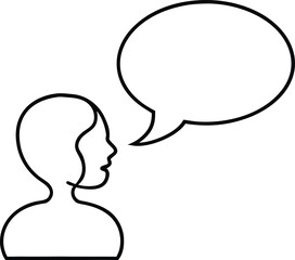 Minimalist Outline Person Speaking Icon.