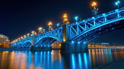 Obraz premium Blue lit bridge at night
