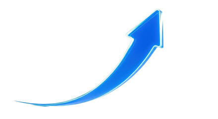 Luminous electric blue arrow, ethereal and glowing, with upward motion blur on a transparent background and copy space, concept of innovation and future progress