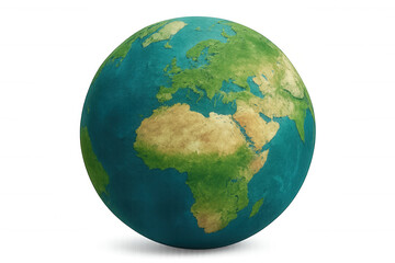 Fototapeta premium Rotating planet earth 3d render, featuring europe and africa landmasses, transparent background suitable for global educational visualizations