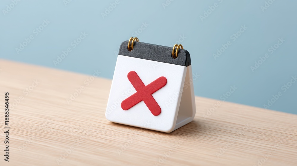 Poster Small calendar with a red cross mark, symbolizing cancellation or an important date missed.