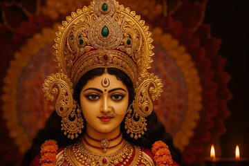 Divine Navratri Goddess blessing devotees with radiant aura and grace