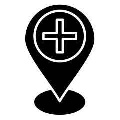 Obraz premium Hospital Location Glyph Icon