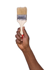 Man holding a paint brush  isolated on transparent or white background	