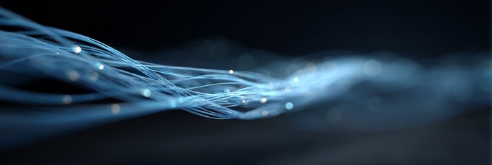 Dynamic light streams and digital particles illuminating technological landscape, symbolizing emerging ai innovation and computational energy