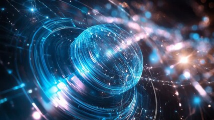 Futuristic rotating sphere transforming global communication and data flow - Powered by Adobe