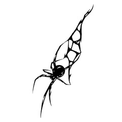 Halloween decoration illustration of a spider spinning a web.