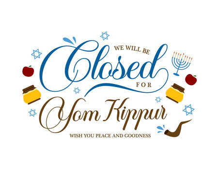 Yom kippur, we will be closed card or background. vector illustration