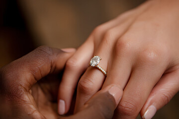 Proposal with a man showing a diamond engage ring