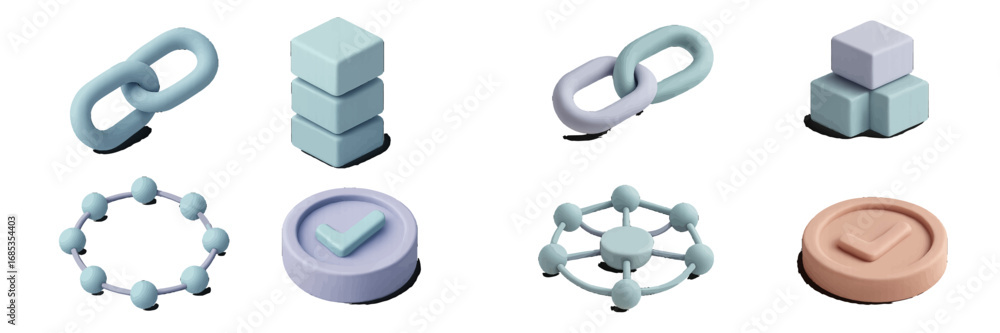 Aufkleber abstract geometric shapes symbolizing connection and data. modern 3d icon set