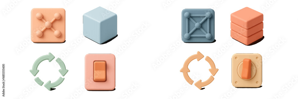 Aufkleber abstract geometric shapes with 3d effect and soft shadows for data and connection concepts. modern 3