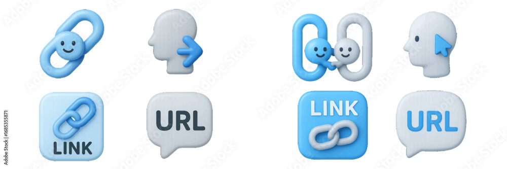 Aufkleber chain links and user icons symbolizing web linking and digital connection. modern 3d icon set