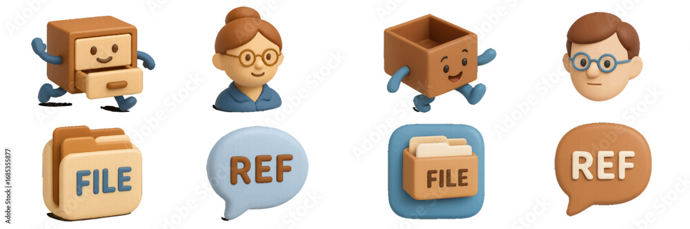 Poster adorable 3d cartoon characters and objects. modern 3d icon set