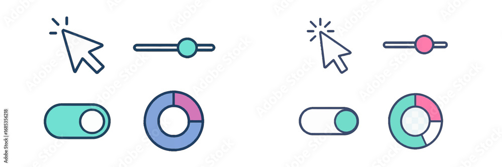 Aufkleber cursor pointer and ui elements for web and interface design. modern 3d icon set