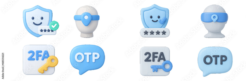 Aufkleber digital security concepts: two-factor authentication and one-time passwords. modern 3d icon set