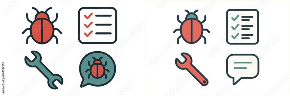 Poster software development and task management icons. modern 3d icon set