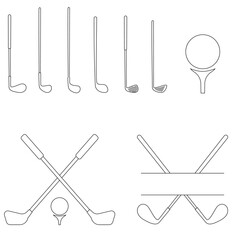 Golf club icon vector set. Golf illustration sign collection. Sport symbol. Golfing logo.