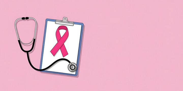 Show your support with this pink ribbon and stethoscope for breast cancer awareness and medical research - Powered by Adobe