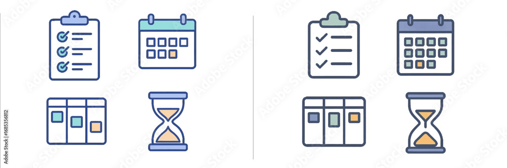 Poster task management and time tracking icons. modern 3d icon set