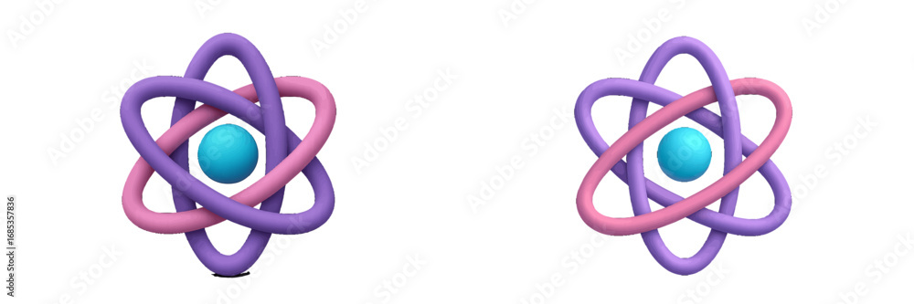 Aufkleber abstract atomic structure with orbiting particles and nucleus. modern 3d icon set