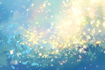 葉っぱと水のキラキラした背景素材