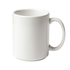 Blank White Coffee Mug on Transparent Background for Mockup Design
