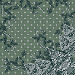 green hijab design with wayang motif