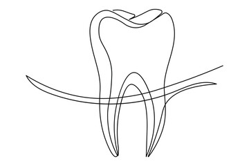  Minimalist teeth design continuous one line drawing clean isolated outline art