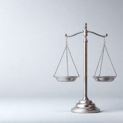 Elegant Justice Scales on White Background - Symbol of Law, Balance, and Fairness.