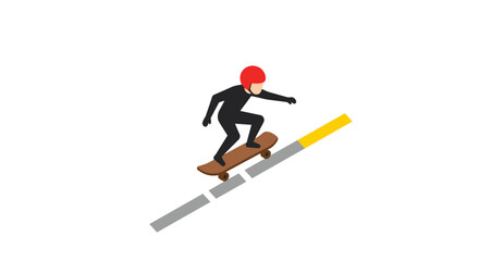 Fototapeta premium Isometric skateboarder in action on a ramp with helmet and gear