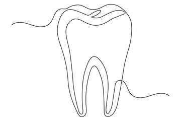Simple one line drawing teeth abstract minimalist isolated modern outline art